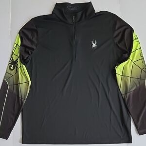 Spyder Black and Neon Green 1/4 zip Base Layer